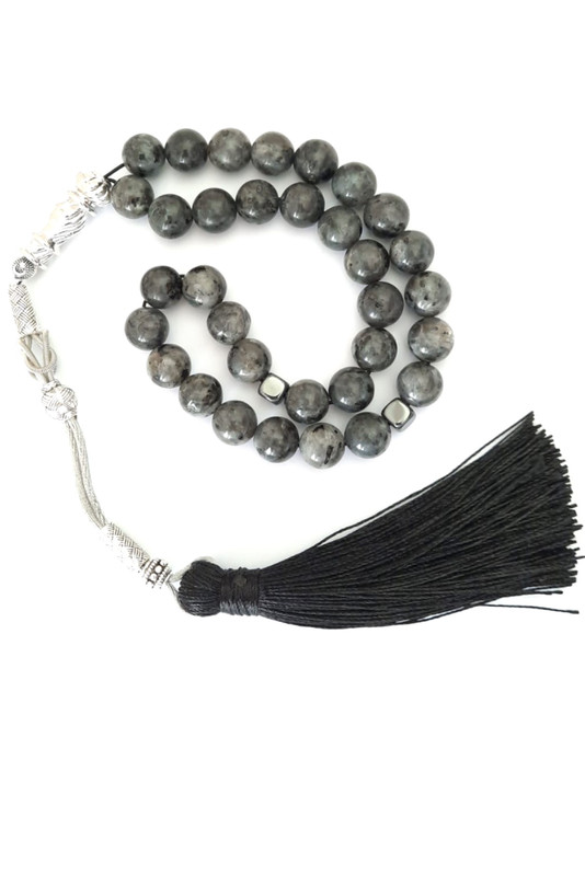 Prayer Beads Labradorite with Black Tassel Protection Eye