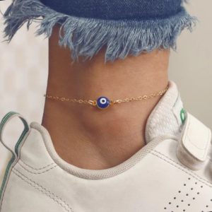 Anklet single evil eye gold plated 18k
