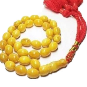 Prayer Beads Poland Amber Sand  Oval. Natural Amber Smell. Red Handmade Tassel