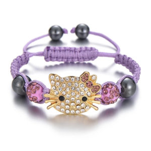 Bracelet for girls birthday gift purple hello kitty rope