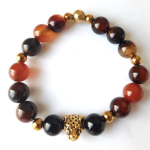 Carnelian orange burgandi leopard head