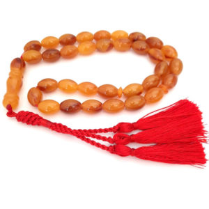 Misbaha Natural Poland Amber Sand Natural Smell. Red Tassel Handmade Luxury