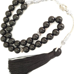 Prayer Beadds Tasbeeh Natural Natural Onyx with Black Tassel