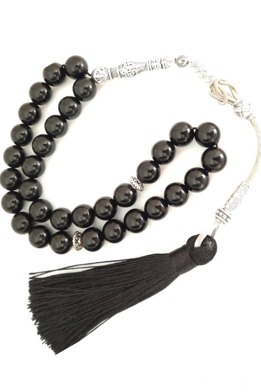 Prayer Beadds Tasbeeh Natural Natural Onyx with Black Tassel