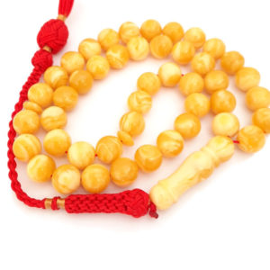 Prayer Beads Amber Sand Sunshine. Natural Amber Smell. Red Handmade Tassel
