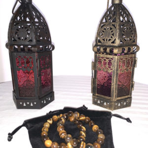 2 Black candleholder and 2 Natural Tiger Eye bracelets