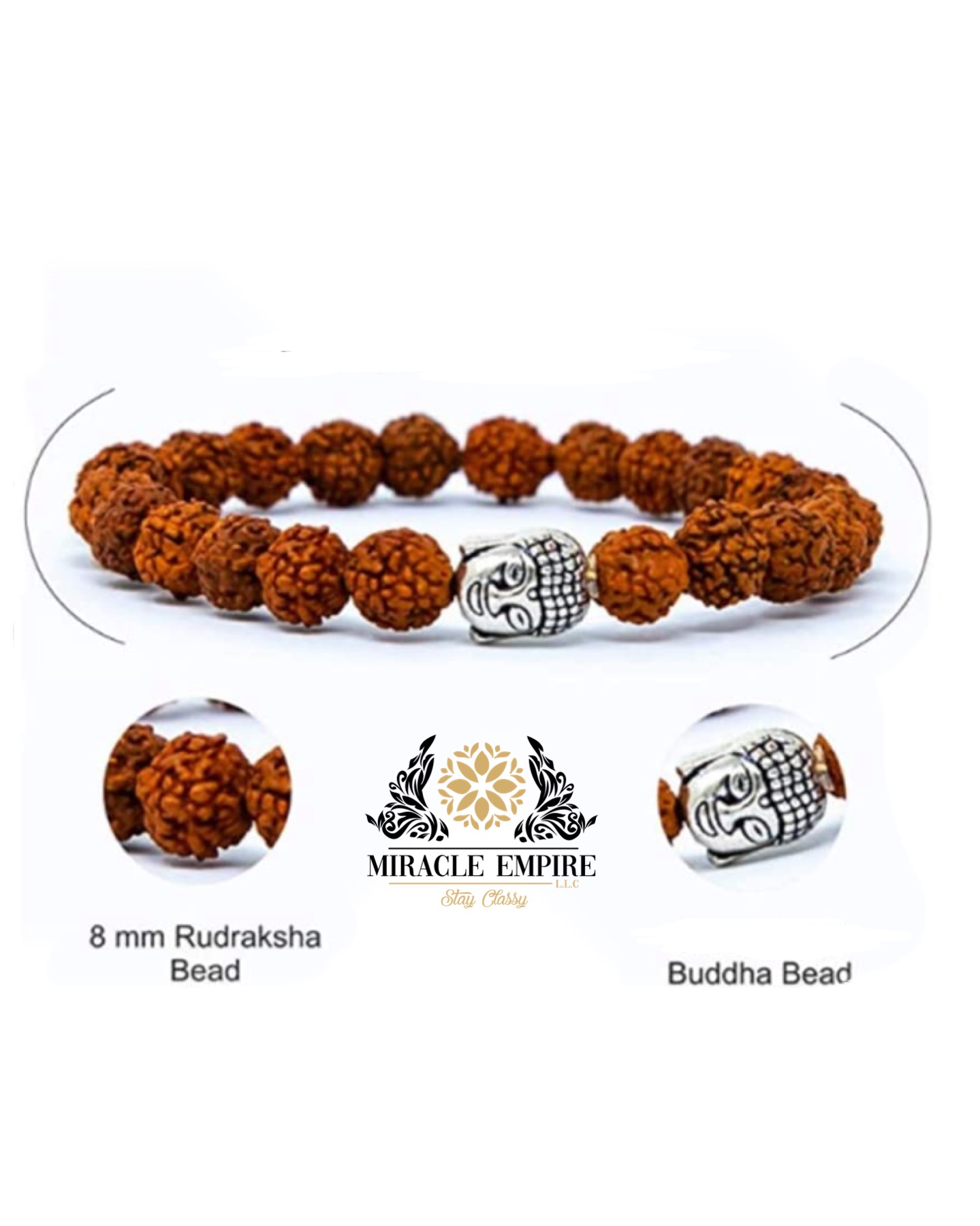 Rudraksha Seeds Bracelet Bali Mala Protective Guard 8mm