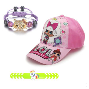 Bracelet, mask holder and hat for girls birthday gift purple hello kitty rope