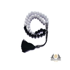 Natural Clear Quartz with Rare Black Amber Sand with Black and Silver Color Tassel