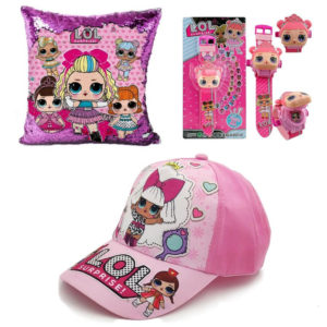 Watch with image projector, pillow cushion room decor and pink hat for beach sunny school surprise