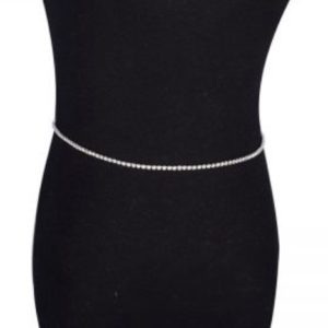 Full Crystals Body Waist Belly Accesory Chain for all Styles and Girls Ladies Woman. Silver Color