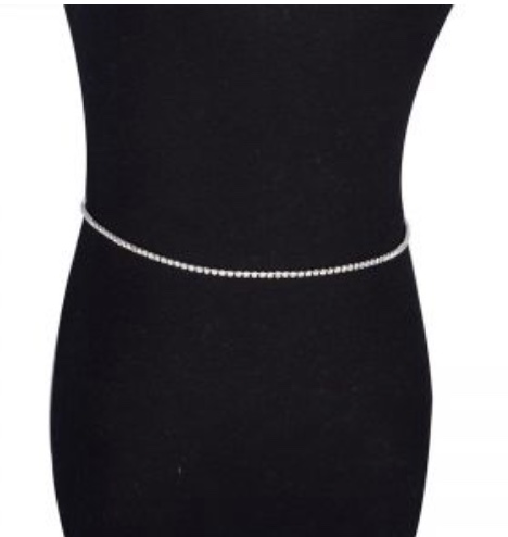 Full Crystals Body Waist Belly Accesory Chain for all Styles and Girls Ladies Woman. Silver Color