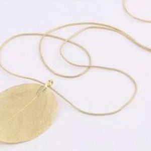 925 Silver Based Leaf Necklace. Golden Color.