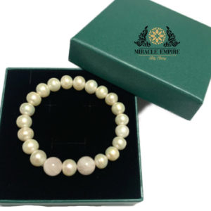 Unisex Woman and Man Bracelet handmade of Natural 10mm Pearls and Rose Quartz