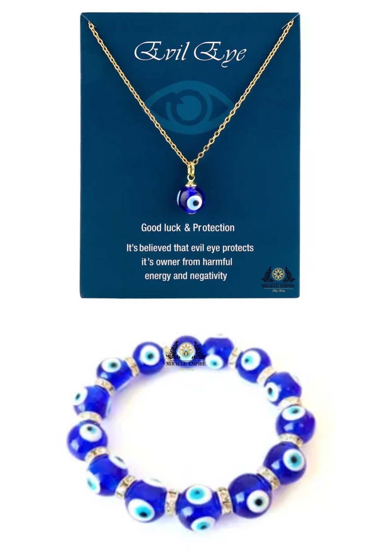 Evil Eye Set Necklace and Bracelet Handcrafted for Protection of Evil Eye Harmful Energy Negativity Luck (Copy) (Copy)