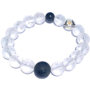 Feng Shui Quartz Matt Onyx Plus Obsedian 12Mm Bracelet Negative Protection Piece Of Mind And Soul