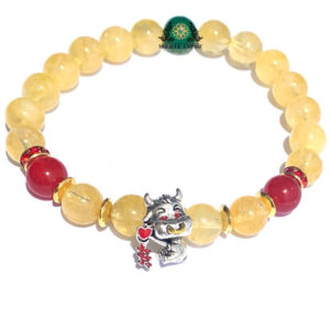 Shui Niu Ox Cow Natural Citrine Red And Green Jade Bracelet  Perseverance Courage Physical Fertility