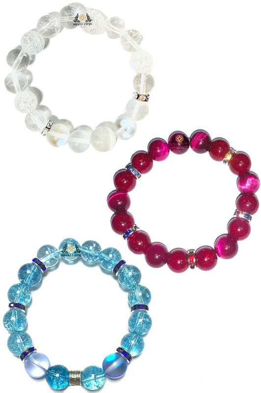 Set Of 3 Handmade Woman Bracelets Men Unisex Quartz And Tiger Eye