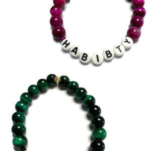 HABIBTY And HABIBI Couples Bff Bracelets Handmade Natural Fussia Green Tiger Eye