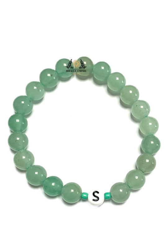 Woman Bracelet Man Unisex Initial Letter Natural Aventurine