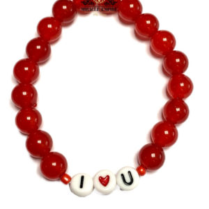 I Love You Woman Bracelet Man Unisex Handmade Of Natural Red Jades
