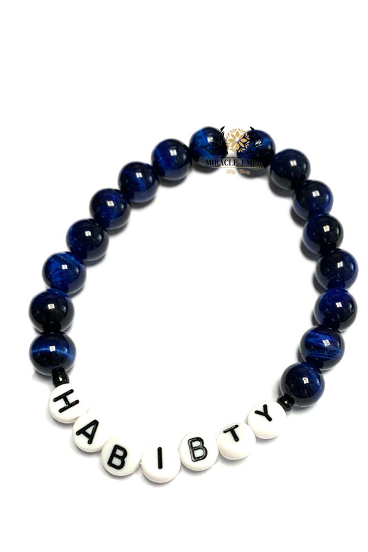 HABIBTY Woman Bracelet Men Unisex Natural Navy Blue Tiger Eye