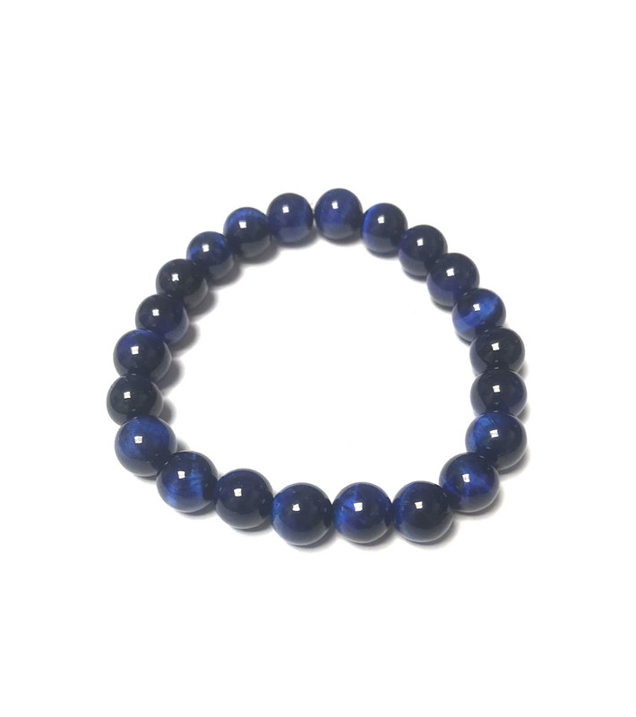 Woman Bracelet Man Unisex Natural Navy Blue Tiger Eye Only