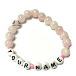 YOUR NAME Woman And Man Unisex Bracelet Natural Rose Quartz 10Mm