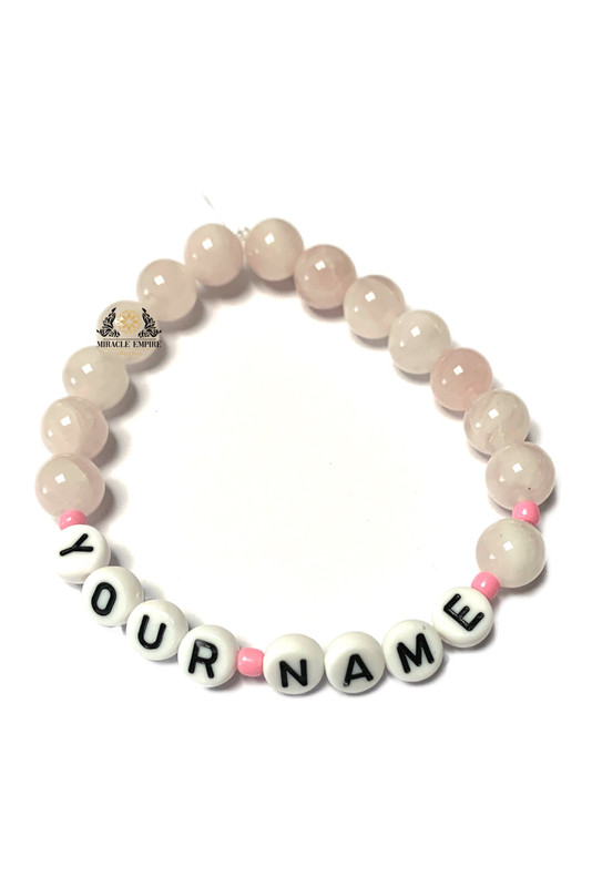 YOUR NAME Woman And Man Unisex Bracelet Natural Rose Quartz 10Mm