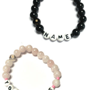 2 Bracelets Couples Bff Set YOUR NAME Woman And Man Unisex Bracelet Natural Onyx