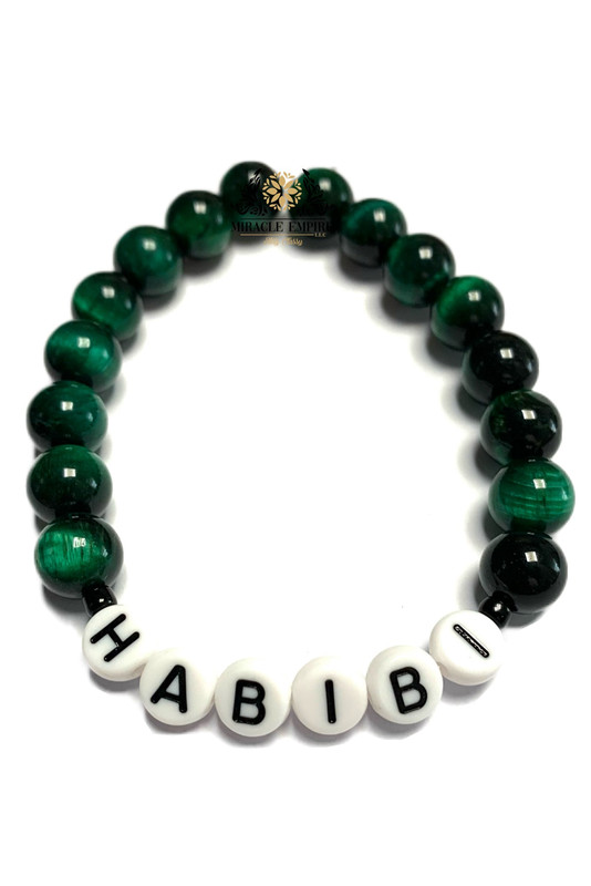HABIBI Woman Bracelet Men Unisex Natural Green Tiger Eye