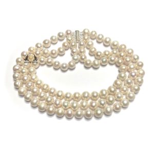 3 layers natural and orignal fresh water pearls AAA quality. Chocker pearl necklace