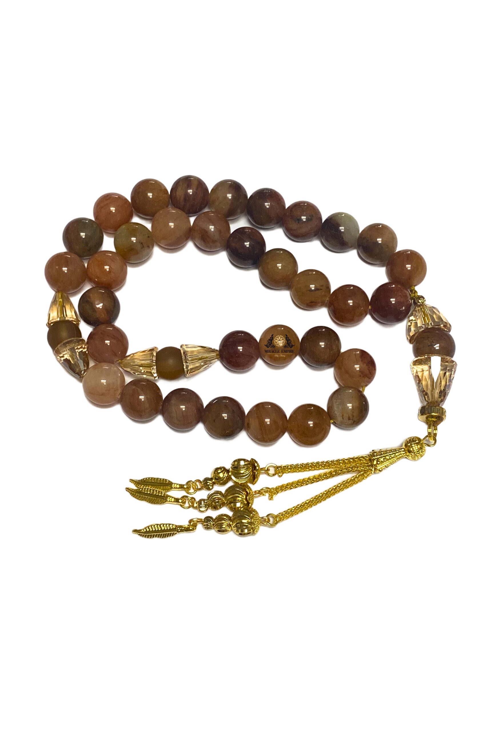 Rare 12Mm Red Rabbit Hair Quartz Exclusive Design 33 Prayer Beads With Crystals Misbaha