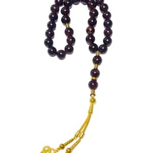 Very Exclusive Genuine Garnet Masbaha 33 Prayer Bead Gold Plated Accessories Tasbih